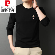 皮爾卡丹（pierre cardin）冰絲t恤男長袖新款夏季打底小衫莫代爾春季潮流上衣土丅純棉體恤 5527黑色 XL 175/115(135-150斤
