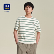海瀾之家（HLA）短袖T恤男25年夏季新款經(jīng)典條紋透氣親膚舒適休閑短袖 本白條紋40 薄款 M (170)