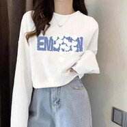 以純 YISHION白色長袖t恤女2025秋季新款女裝學(xué)生韓版寬松短款打底衫ins上衣潮 【白色小愛心】短款長袖白 L 100-120斤
