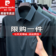 皮爾卡丹短袖T恤男士夏季polo冰絲衫高端桑蠶 絲男士夏薄款重磅100%純真棉 特價(jià)抗皺boy官方店旗艦藍(lán)灰 M
