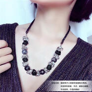 堅銀日本項鏈女日韓時尚鎖骨鏈配飾衣服掛件裝飾品短款夸張毛衣鏈吊墜 酒紅色風(fēng)姿卓越水晶項鏈