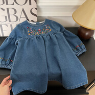 HUALIN FASHION春季韓版女童繡花連衣裙女孩休閑潮 24029圖色 M 120c