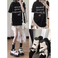 創(chuàng  )京懿選不規則半身裙甜辣不規則蕾絲半身裙女春夏季設計感白色斜邊中長(cháng)裙 黑色上衣【版】 S