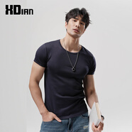 續(xù)點(diǎn) 短袖t恤男 純色運(yùn)動(dòng)夏季休閑緊身圓領(lǐng)上衣白色修身衣服男士T恤衫 寶藍(lán)色 升級(jí)款220G精梳棉更柔軟 XL (175) （135-150斤左右）