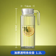 喜碧（Scybe）冷水壺玻璃涼水壺家用泡茶壺耐高溫加厚扎壺大容量飯店專(zhuān)用涼水杯 1100ml條紋款全新料加厚1