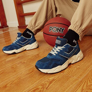 PONY波尼男鞋女鞋復古MODERN增高厚底反毛百搭休閑跑步 234U1MD04NB 藏青色 35