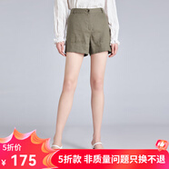 哥弟真的好（GIRDEAR）女裝直筒亞麻休閑短褲女8100017 綠 S (2碼)