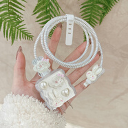飾卓適用vivo 10W充電器透明殼保護(hù)套vivo y3標(biāo)準(zhǔn)版/y10/y33e/y73/75/y81s/y83/y85/y93卡通纏繞數(shù)據(jù)線 閃粉兔子-充電器保護(hù)套+數(shù)據(jù)線保護(hù)套+咬線器 vivo 