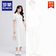 羅蒙（ROMON）結婚領(lǐng)證2025新款情侶裝短袖連衣裙POLO衫領(lǐng)愛(ài)心刺繡長(cháng)裙男衫短t 女裙 M