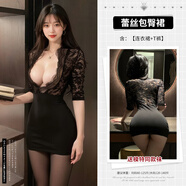 瑰若性感秘書誘惑裝激情床上羞恥制服睡衣約會戰(zhàn)袍大尺度qqny 蕾絲包臀裙·黑【連衣裙+T褲】送 M 【建議體重80-125斤】