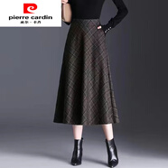 皮爾卡丹（pierre cardin）時(shí)尚格子A字裙秋冬女2025新款半身裙中長款高腰百搭洋秋冬半身裙 咖色格子裙【冬天】 L 【100斤-115斤】