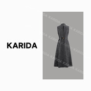 大洪洪珂芮達伊人夢(mèng)春秋新款法式氣質(zhì)顯瘦無(wú)袖連衣裙女連身裙 灰色 均碼 2xl