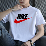NBA KIDS-NIKE耐ke純棉t恤男新款夏季寬松休閑上衣跑步運(yùn)動(dòng)體恤上衣半袖男 耐克AR5005-100白紅 2XL /建議(155-175斤)