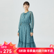哥弟真的好（GIRDEAR）女裝法式綁帶花色收腰長(zhǎng)袖連衣裙8500150 花色 M (3碼)