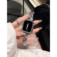 機(jī)番uhada適用iwatch S10表帶蘋果手表高級(jí)輕奢愛心施華洛皓石手鏈?zhǔn)酵髱е悄苓\(yùn)動(dòng)applewatchs9/ultra2 愛心施華洛-銀色+銀色鉆殼 適用iwatch SE/6/5/4（40m
