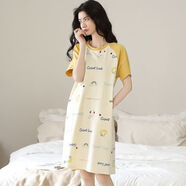 榮西圖（RONGXITU）夏季卡通薄款睡衣女甜美可愛(ài)短袖連衣裙 黃肩月亮裙|| 2XL ||