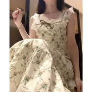 XCFREHT田園風(fēng)清新甜美碎花背帶連衣裙夏季新款法式收腰顯瘦蕾絲花邊長(zhǎng)裙 碎花裙 收藏+關(guān)注優(yōu)先發(fā)貨 S