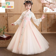 歐育兒童漢服女童秋季溫柔仙連衣裙新款洋氣國風(fēng)女孩生日禮物演出服 B2009香檳色 常規 130 【建議身高120-130cm】