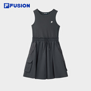 FILA FUSION斐樂(lè )潮牌女子連衣裙2025夏季新款休閑工裝無(wú)袖連身裙 瀝青灰-CC XS 155/76A/XS