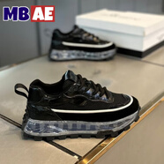 MBAE品牌輕奢男鞋2025夏季新款厚底透氣休閑鞋子時尚軟底舒適氣墊鞋男 黑色 -網(wǎng)布透氣 38 -皮鞋碼,偏大