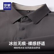 羅蒙（ROMON）【冰絲涼感】短袖t恤男2025夏季新款精致格高彈無(wú)痕Polo衫男 深灰 薄款 4XL (195) 【建議185-200斤】