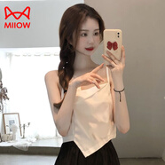 貓人（MiiOW）韓版設計感小眾無(wú)袖吊帶背心女2025夏新款不規則百搭顯瘦短款上衣 白色 【版】 S 【90斤內】