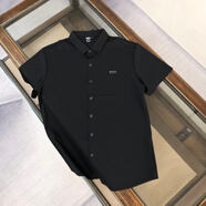 BOSS夏季新款男士商務休閑翻領襯衫短袖Polo衫無縫面料 黑色 黑色 M