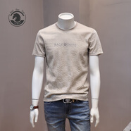 ANDSEEYOU品牌 短袖T恤男夏季新款圓領(lǐng)字母印花體恤衫透氣薄薄款上衣男七夕 01杏色 XL