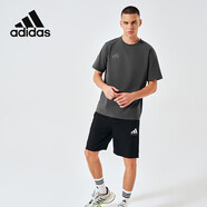 阿迪達斯 （adidas）t恤男夏季運動透氣輕薄寬松棉短袖 深灰/淺灰 S 