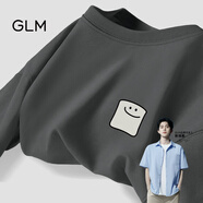 GLM敖瑞鵬代言純棉短袖t恤男青春休閑風(fēng)街頭潮搭落肩五分袖大碼T恤 【純棉】中灰#灰色卡通 4XL