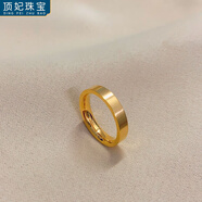 頂妃（DING FEI）古法傳承磨砂戒指男女素圈食指環(huán)鈦鋼鍍金色感 金色  A28-201 9號(hào)