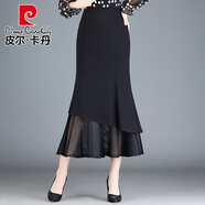 皮爾卡丹（pierre cardin）網(wǎng)紗邊魚尾裙包臀裙半身裙女2025春夏時尚新款高腰微胖顯瘦一步裙 72厘米長 建議155以下身高 L 建議105-114斤