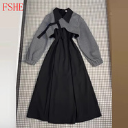 FSHE2025早春新款黑色長袖連衣裙子女夏季小個子穿搭夏季套裝女 【衛(wèi)衣罩衫+連衣裙】【過新年戰(zhàn) M 55kg/M