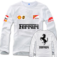 吉賽倫法拉利衣服 FerrariSF1000 F1方程式賽車服春秋男t恤打底體恤 法拉2 白色 S 150-160CM 80-100斤
