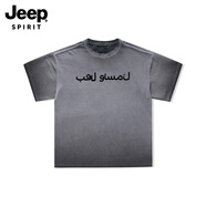 JEEP SPIRIT正品吉普高端短袖男夏季新款t恤男美式休閑重磅時尚寬松半袖上衣 9206石墨灰T恤 XL 碼 推薦體重150-170斤