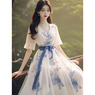 HUALIN FASHION法式碎花連衣裙夏裝公主風 白色碎花裙 8325# M 90-100斤