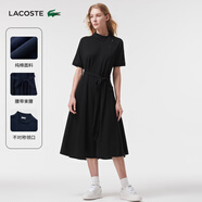 LACOSTE法國鱷魚(yú)女裝設計感優(yōu)雅收腰短袖A字裙Polo連衣裙|EF5956 031/黑色 M 38 /165