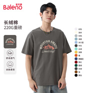 班尼路（Baleno）短袖t恤男220g重磅純棉體恤情侶款上衣青少年百搭打底衫休閑透氣 中灰#MB野山灰標(biāo) L