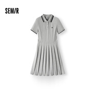 森馬（Semir）[商場同款]連衣裙女撞色polo領(lǐng)夏季2025學(xué)院風(fēng)百褶裙101325114051