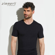 Zimmerli上衣 PURENESS男手工針織圓領短袖T恤衫700-1339瑞士進口 黑色_086 S 165 80
