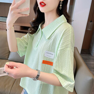 俞兆林短款polo領(lǐng)短袖t恤女夏季2025年新款寬松顯瘦簡約小眾設(shè)計感上衣 淺綠色 L