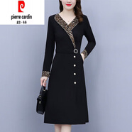 皮爾卡丹（pierre cardin）貴夫人連衣裙女春秋2025新款收腰顯瘦遮肚子洋氣a字裙子 6032 有口袋 XL 【115-125斤】