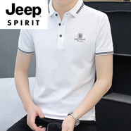 JEEP SPIRIT高檔品牌短袖polo衫男士半袖衣服夏季新款商務休閑白色翻領t恤男 708白色 2XL 【141-160斤】