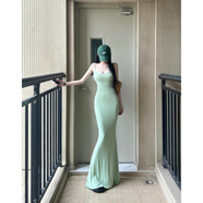 T 天啟世紀(jì)卡戴珊吊帶連衣裙夏裝女2025辣妹修身包臀風(fēng)情萬種的長款裙子 綠色長裙【優(yōu)質(zhì)版】 S 【超好看連衣裙/設(shè)計(jì)感連衣裙