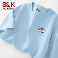 班尼路（Baleno）S&K系列國潮華夫格短袖t恤男夏季重磅透氣青少年簡約五分袖百搭