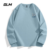 GLM白色長(cháng)袖t恤男春秋季重磅男裝打底衫純棉吸汗寬松大碼男士衣服