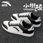 安踏（ANTA）板鞋男鞋夏季新款男簡(jiǎn)約休閑鞋運(yùn)動(dòng)鞋潮流復(fù)古滑板鞋 黑/象牙白-6 40