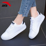 安踏（ANTA）女鞋板鞋2026新款春季休閑鞋小白鞋白色女款平底旅游鞋運動(dòng)鞋女 安踏白/黑 37.5