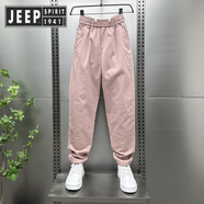 JEEP SPIRIT吉普男女同款韓版顯瘦小腳長(cháng)褲多色彩褲夏季薄款簡(jiǎn)約純色小直角休 粉色 均碼 29100-110斤