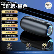 TINGSHENGZHE【柏林之聲|更長續(xù)航】藍牙音箱重低音炮家庭戶外便攜式桌面電腦迷你家用小音響無線插卡高音質(zhì) 典雅黑【柏林之聲|更長續(xù)航】 進口雙喇叭-低音炮-大音量